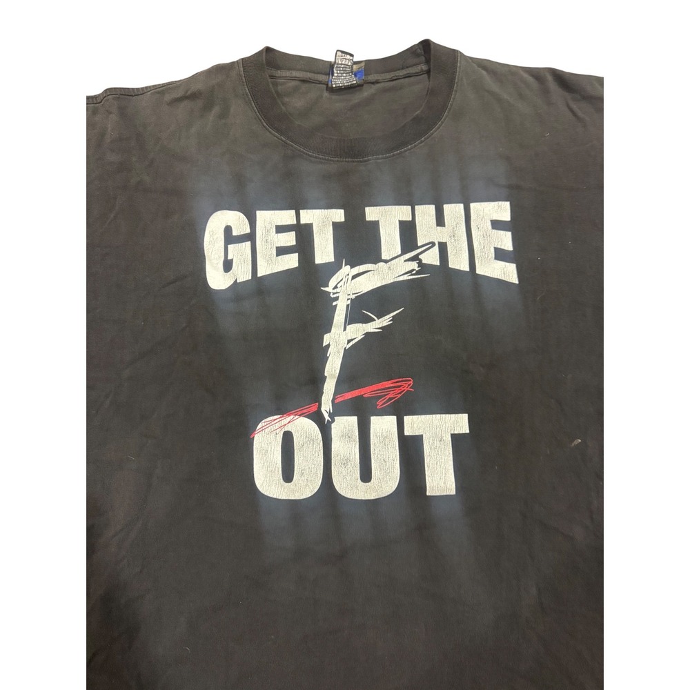 Wildman Apparel Get The F Out Graphic T-Shirt Mens 2XL Black Short Sleeve Cotton